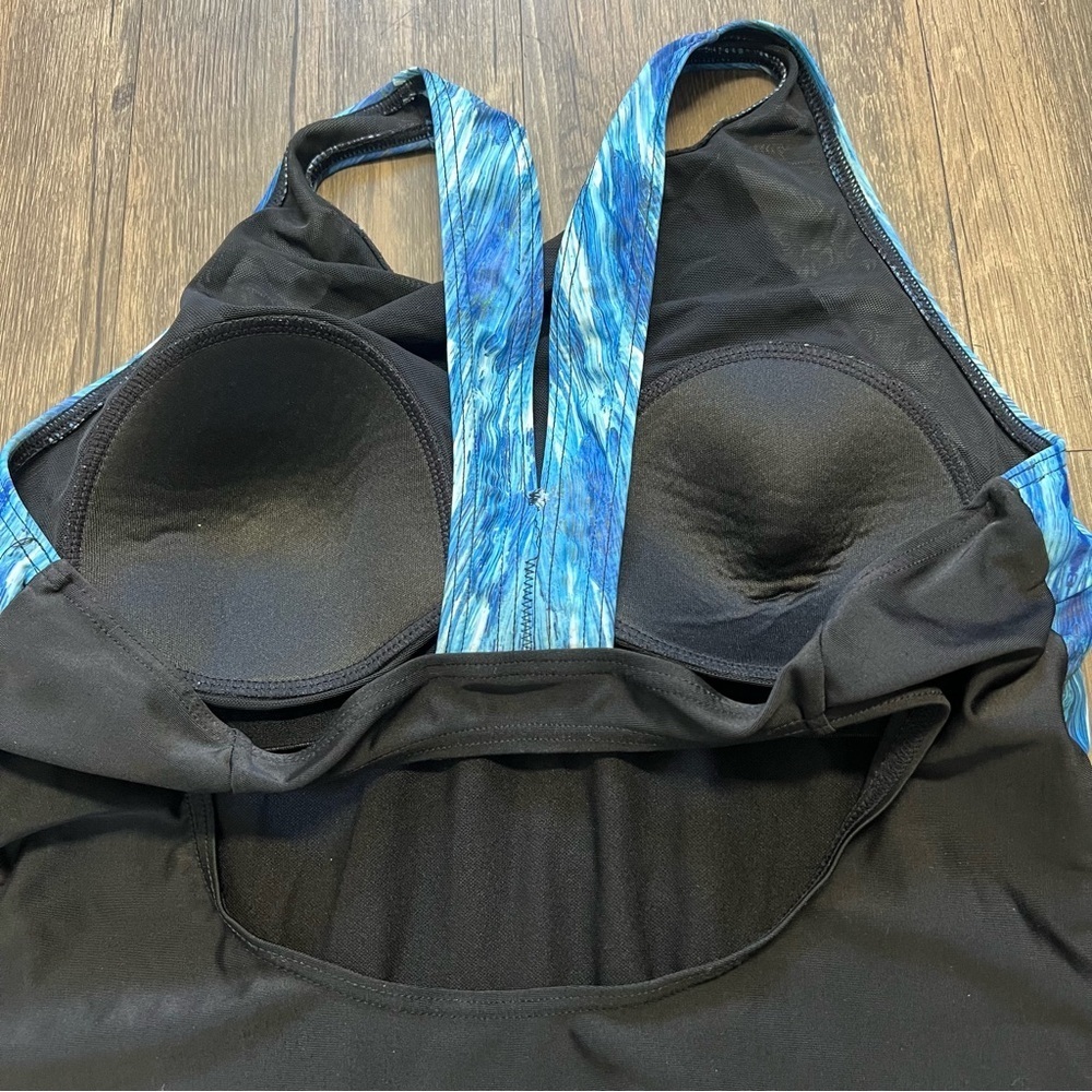 Women's Halter Print One Piece Swimsuit Unitard Athletic Swimwear Racer Back L - Picture 8 of 10